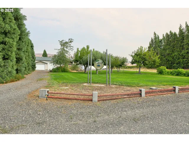 a view of outdoor space with garden and trees