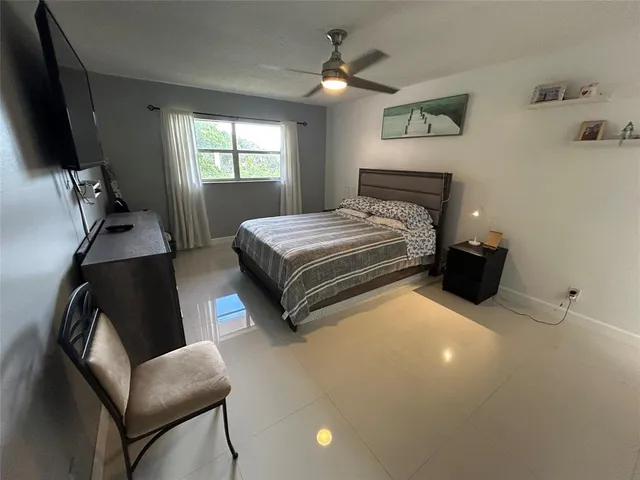 a bedroom with a bed and furniture