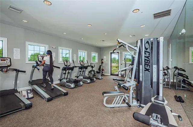 a view of a room with gym equipment