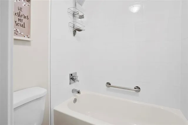 a bathroom with a bathtub