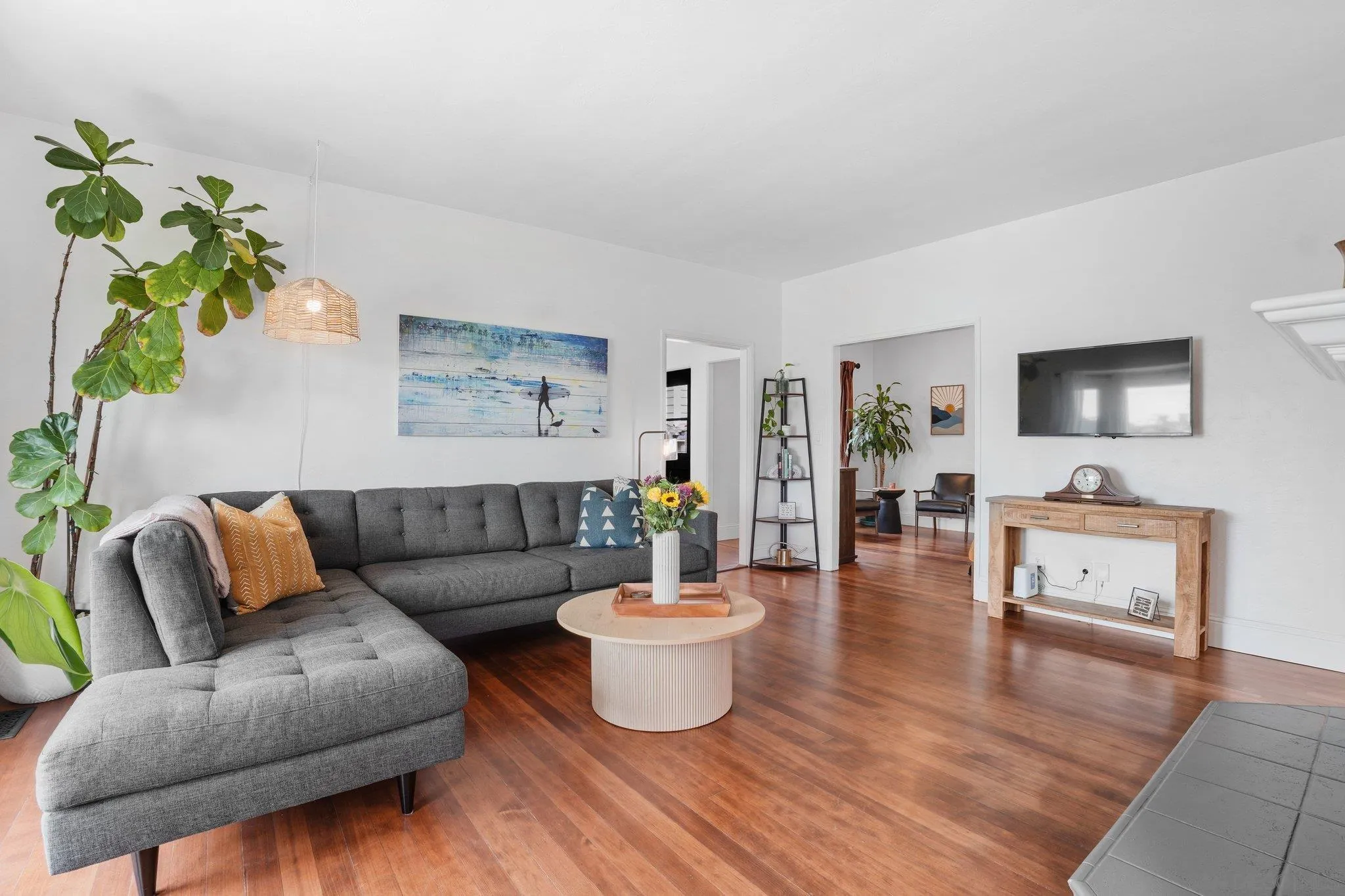 4635 4th Street La Mesa, CA 91941 - Photo 11 of 53 a living room with furniture and a flat screen tv