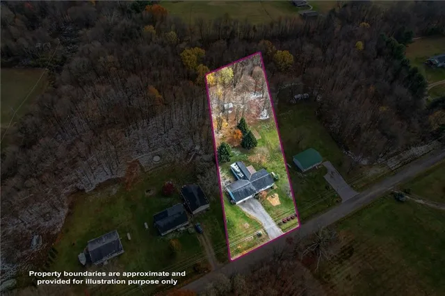 an aerial view of a house