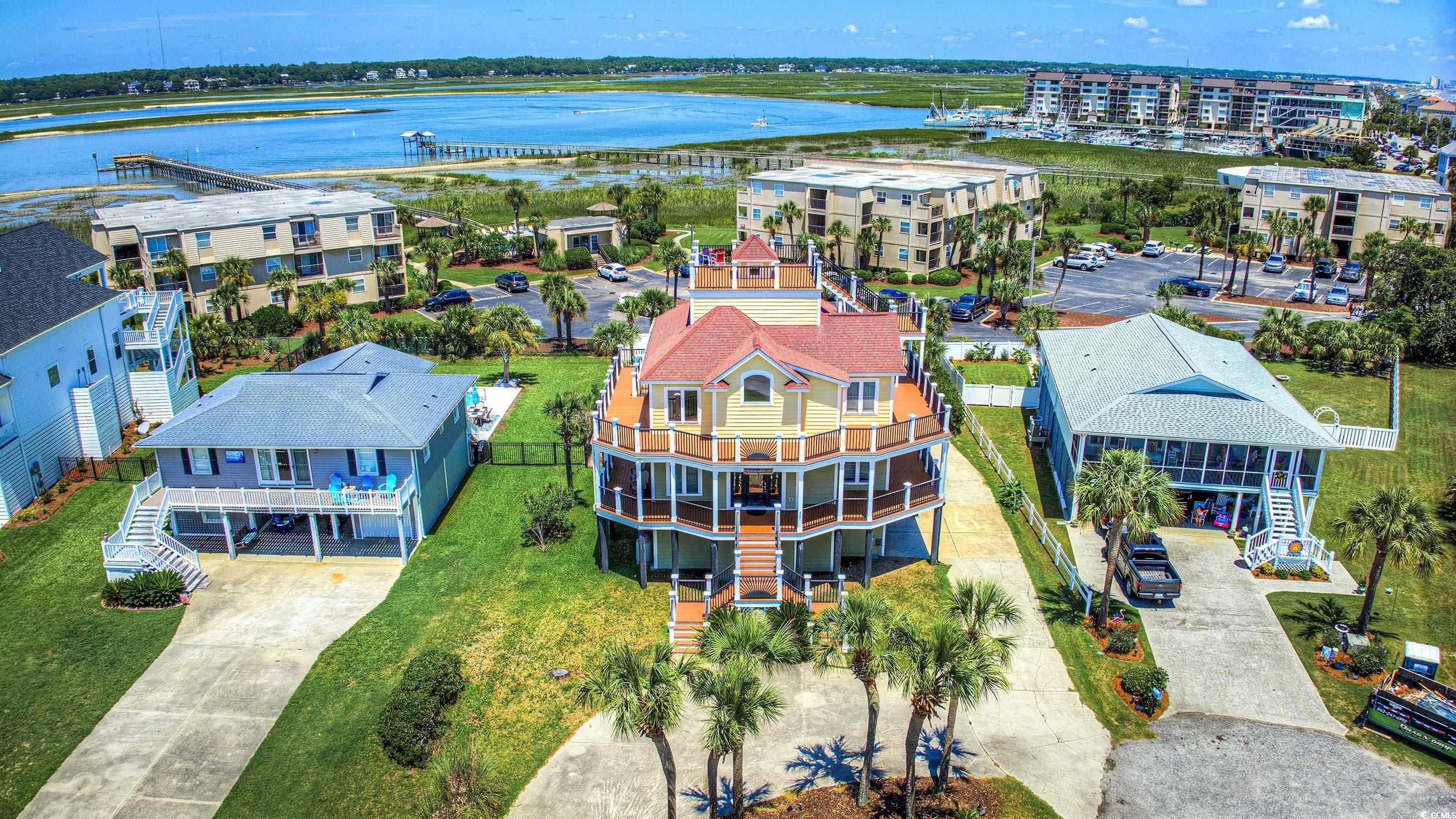 Bird's eye view of a nearby body of water