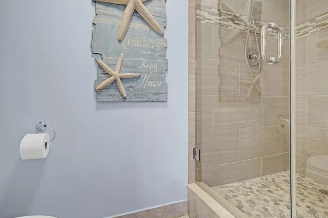 a bathroom with a shower
