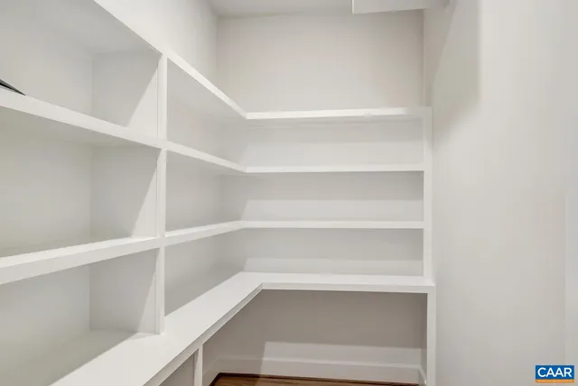 a view of an empty walk in closet