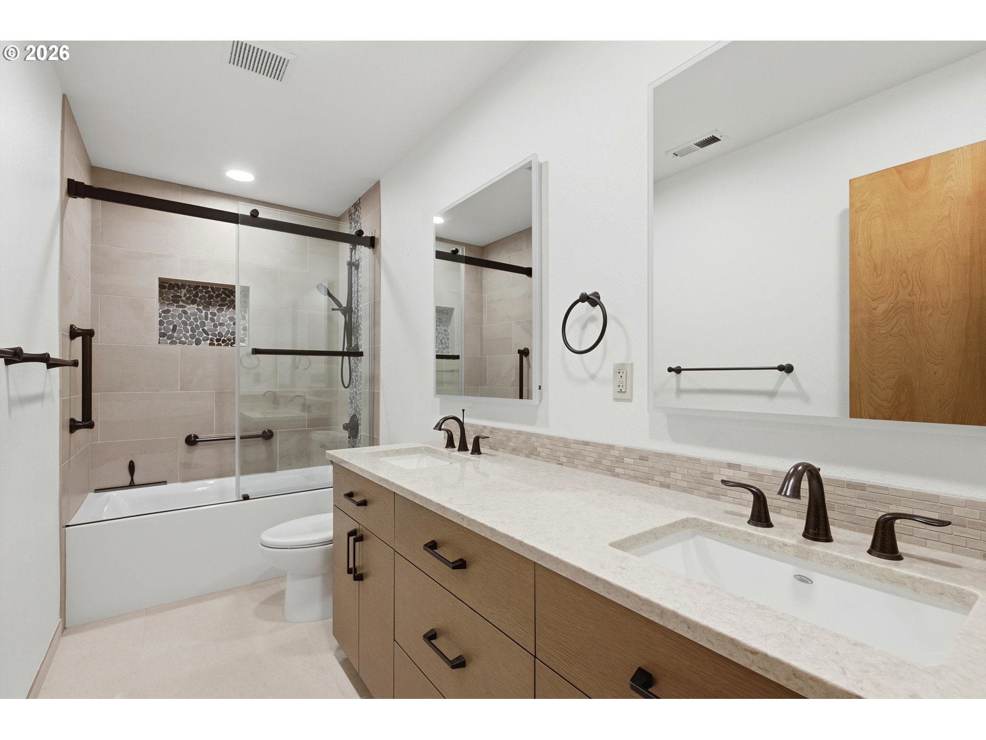 16943 Northwest Patrick Lane Portland, OR 97229 - Photo 37 of 45 a bathroom with a granite countertop sink mirror and double