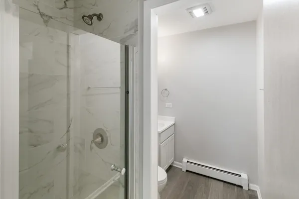 a bathroom with a shower