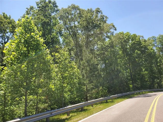 a view of a two sinks and a tree