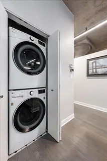 a view of a washer and dryer in a room