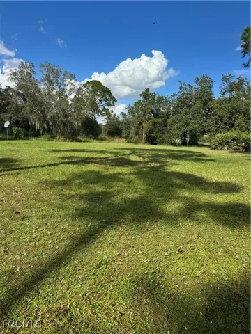 a view of a field with an ocean