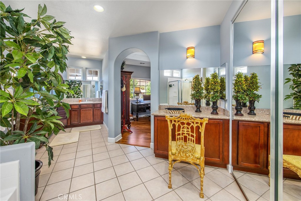 47298 Twin Pines Road Banning, CA 92220 - Photo 30 of 65 Ensuite bath 1 with vanity, dual sinks, separate shower/bath