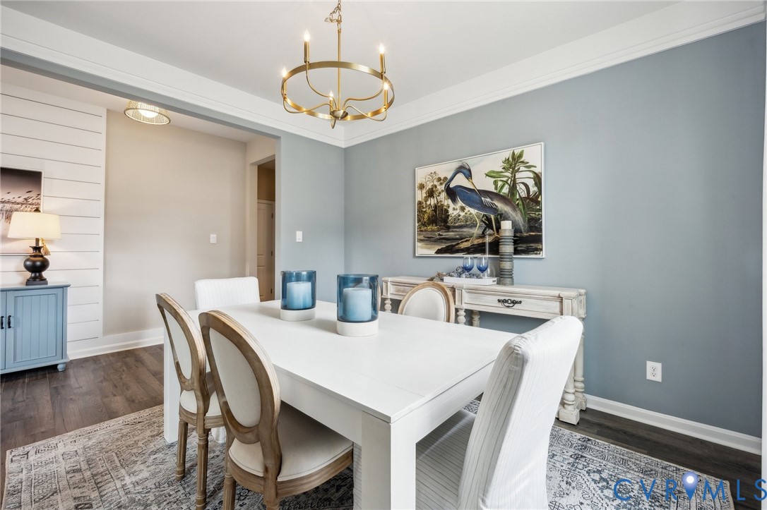 55 Liberty Lane Keswick, VA 22947 - Photo 4 of 34 a view of a dining room with furniture wooden floor and chandelier