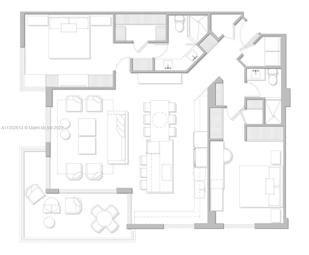 801 Brickell Key Boulevard, Unit 1701 Miami, FL 33131 - Photo 24 of 32 a black and white photo of a living room