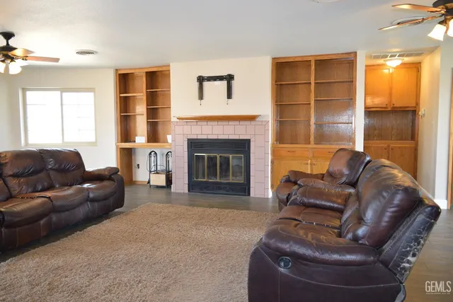 a living room with furniture window and a fireplace