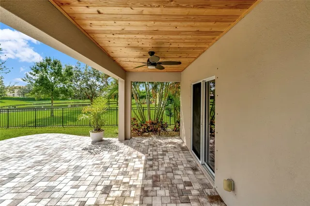 a view of porch with a backyard