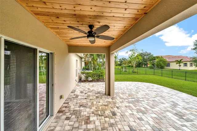 a view of a porch with a backyard