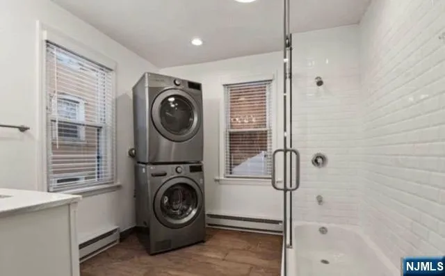 a utility room with dryer and washer