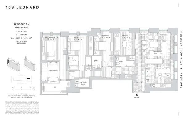 $6,495,000 | 108 Leonard Street, Unit 12N | TriBeCa