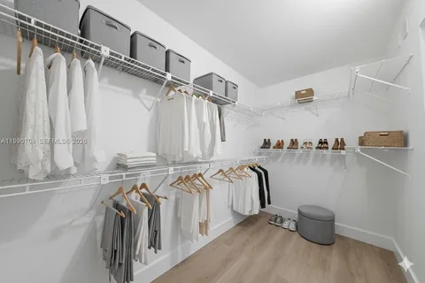 a view of a room with racks on the wall
