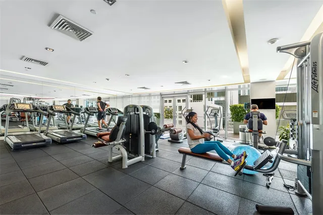 a room with gym equipment