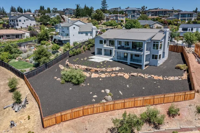 an aerial view of a house