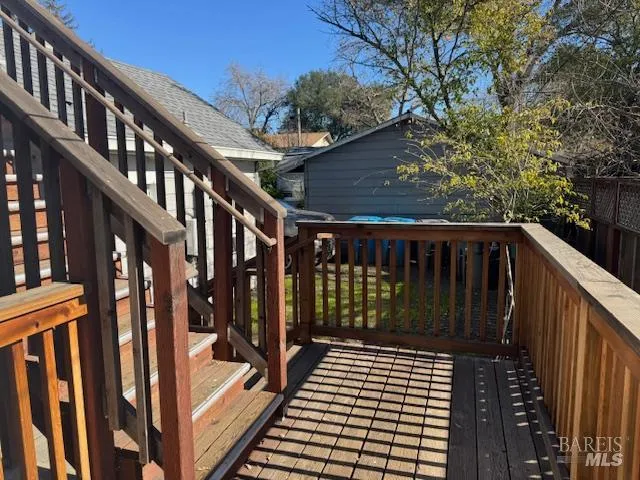 a view of wooden balcony