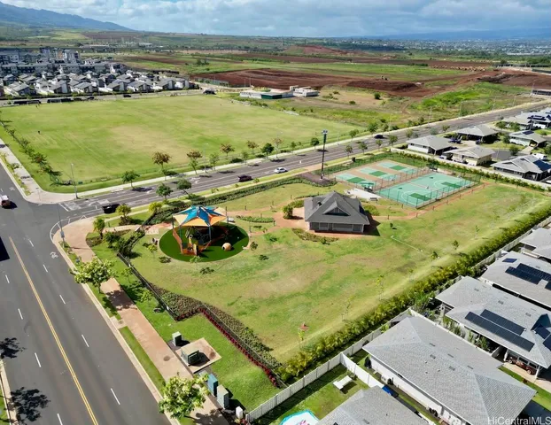 a view of a swimming pool and an ocean view