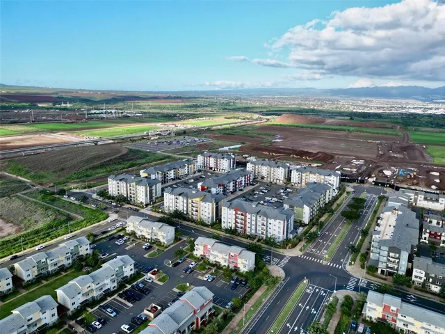 a view of a city with an ocean view