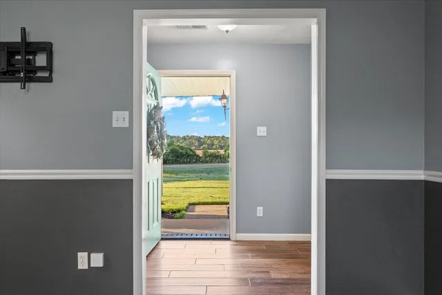 a view of a bedroom from a window