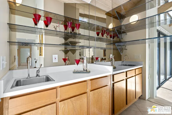 a kitchen with lots of counter top space