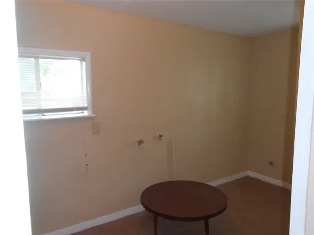 a view of a small space with a window