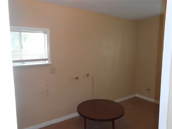 a view of a small space with a window