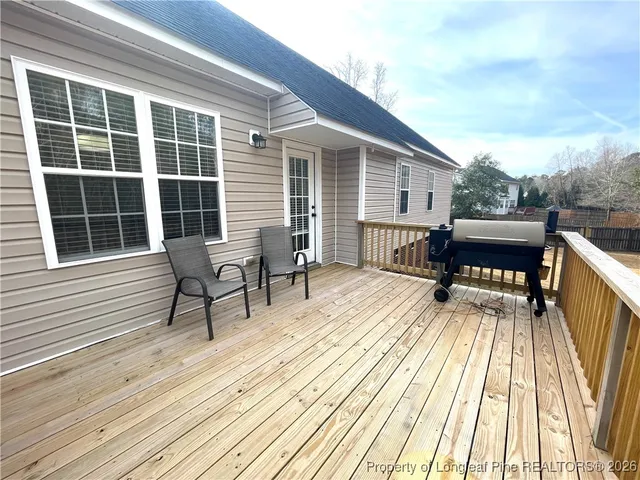 a deck view with a seating space