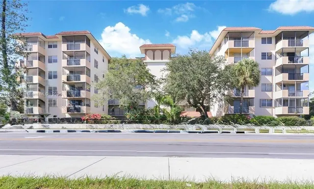 a front view of a multi story building