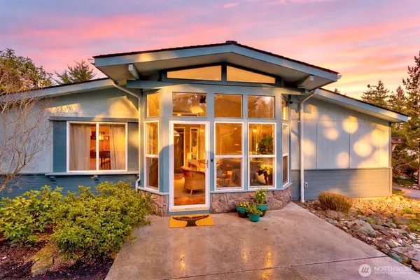 a view of a lake with a city