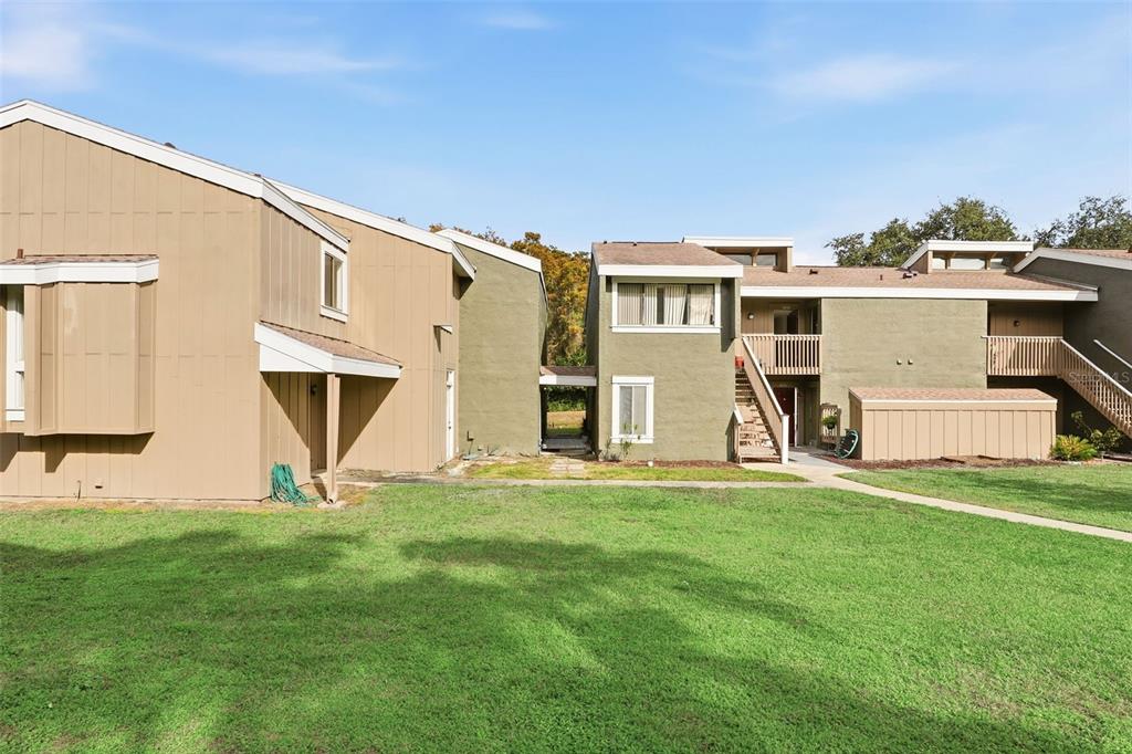 a house view with a garden space