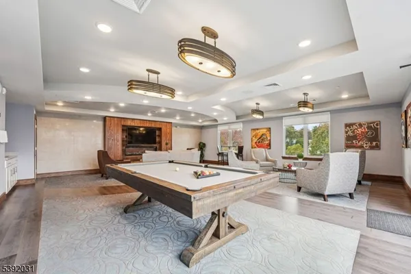 a outdoor space with furniture and a large window