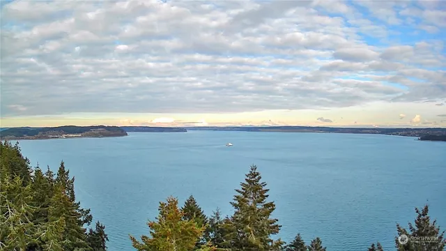 a view of lake and mountain in back