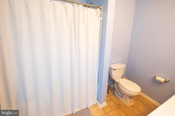 a white toilet sitting next to a shower curtain