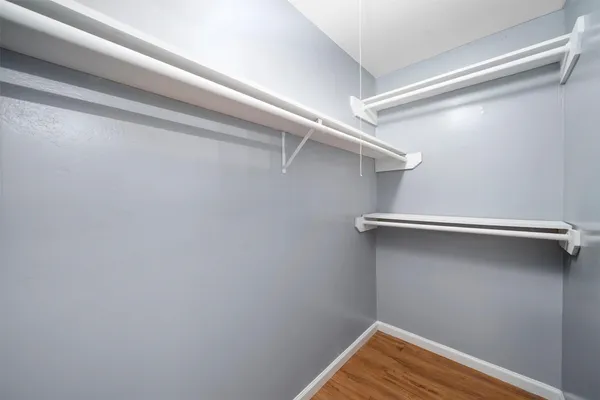 a view of an empty walk in closet