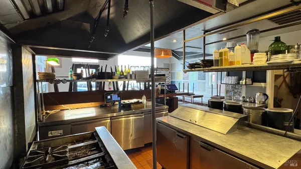 a kitchen with lots of counter top space