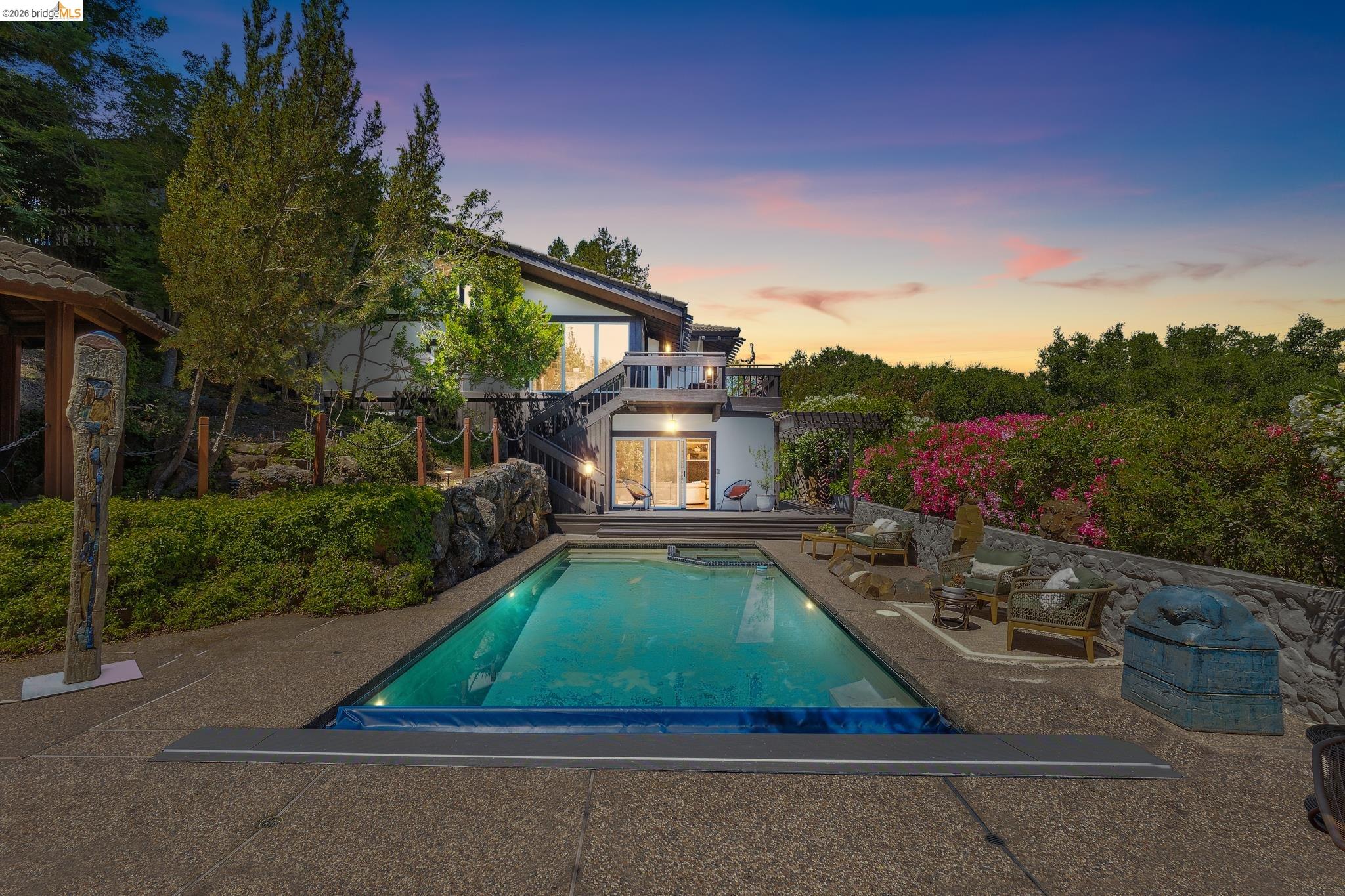 271 Monte Vista Ridge Road Orinda, CA 94563 - Photo 1 of 1 Swimming pool featuring a patio area, a wooden deck, and outdoor seating