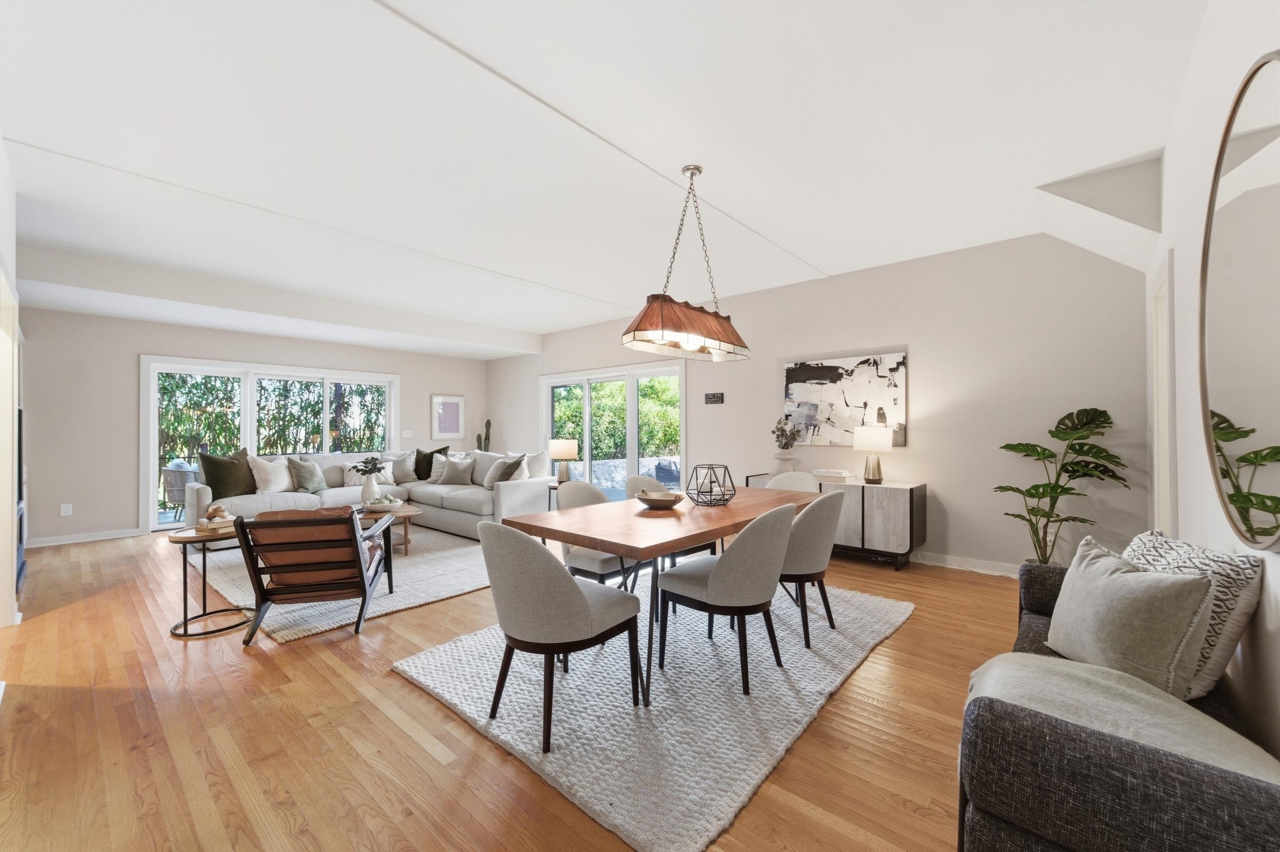 271 Monte Vista Ridge Road Orinda, CA 94563 - Photo 18 of 59 Dining space with light wood-style floors and vaulted ceiling