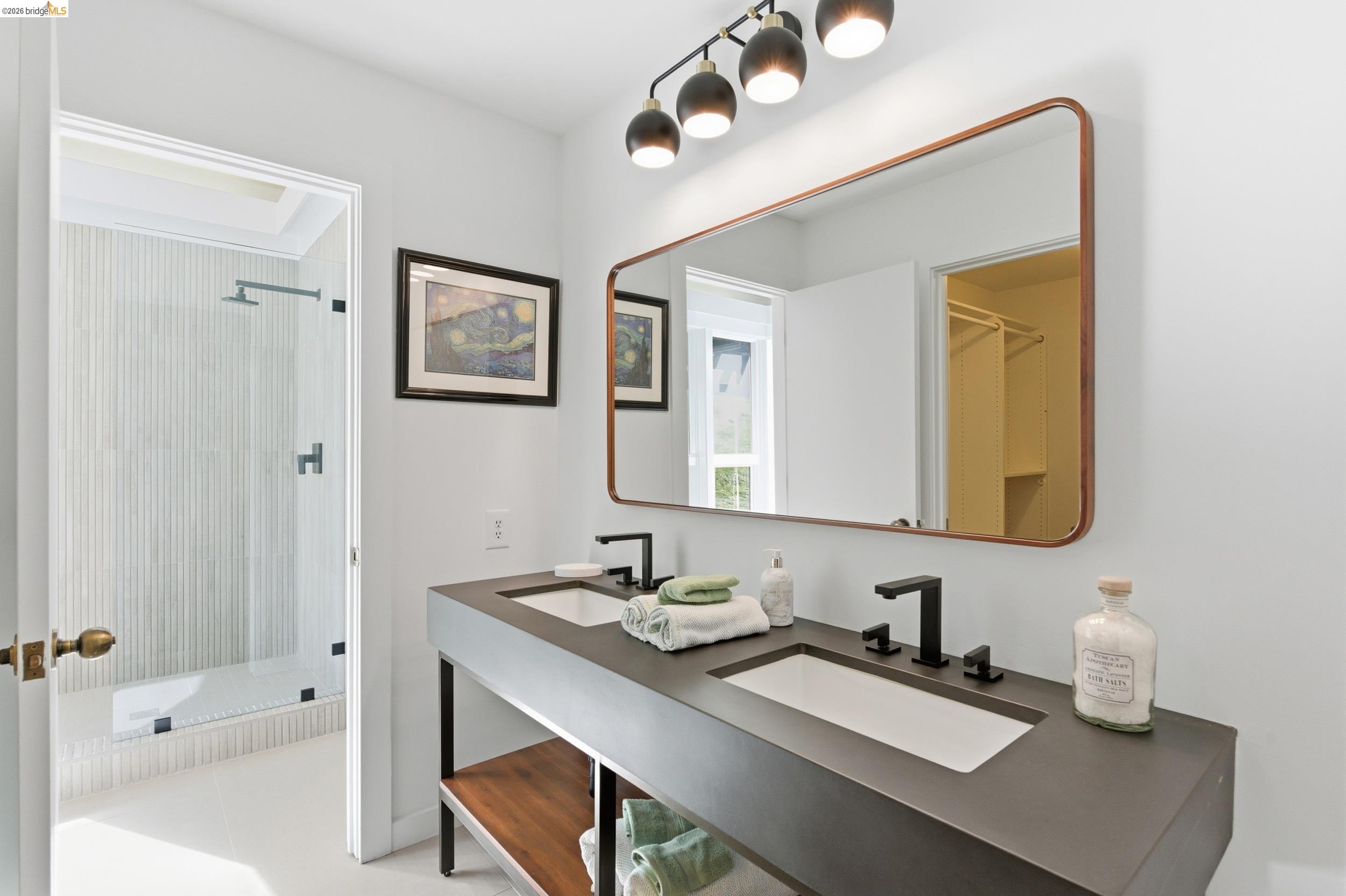 271 Monte Vista Ridge Road Orinda, CA 94563 - Photo 24 of 59 a bathroom with a sink and a mirror