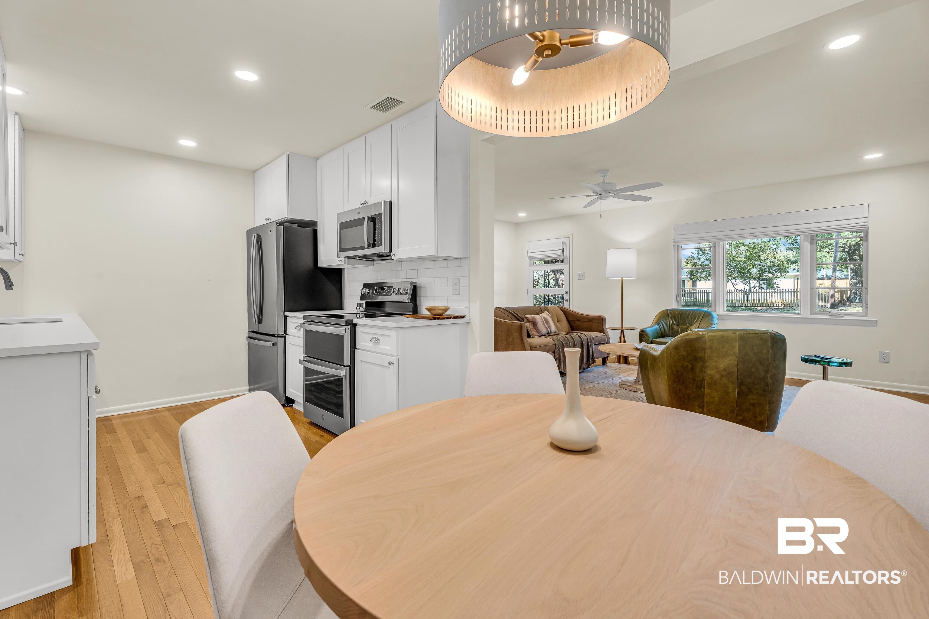 357 Azalea Street Fairhope, AL 36532 - Photo 6 of 22 Dining room featuring recessed lighting, light wood-style flooring, and ceiling fan