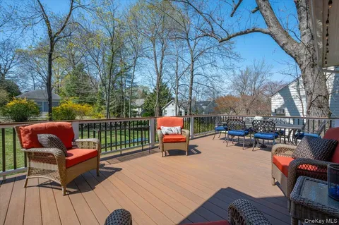 a deck view with a seating space