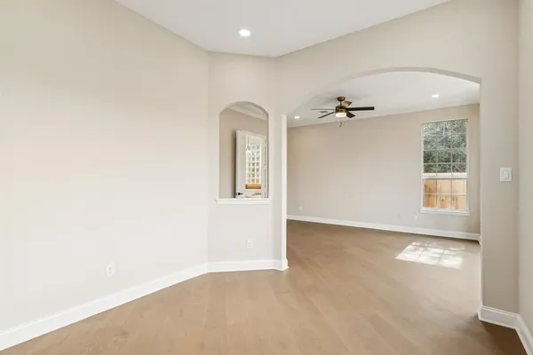 a view of a room with a window