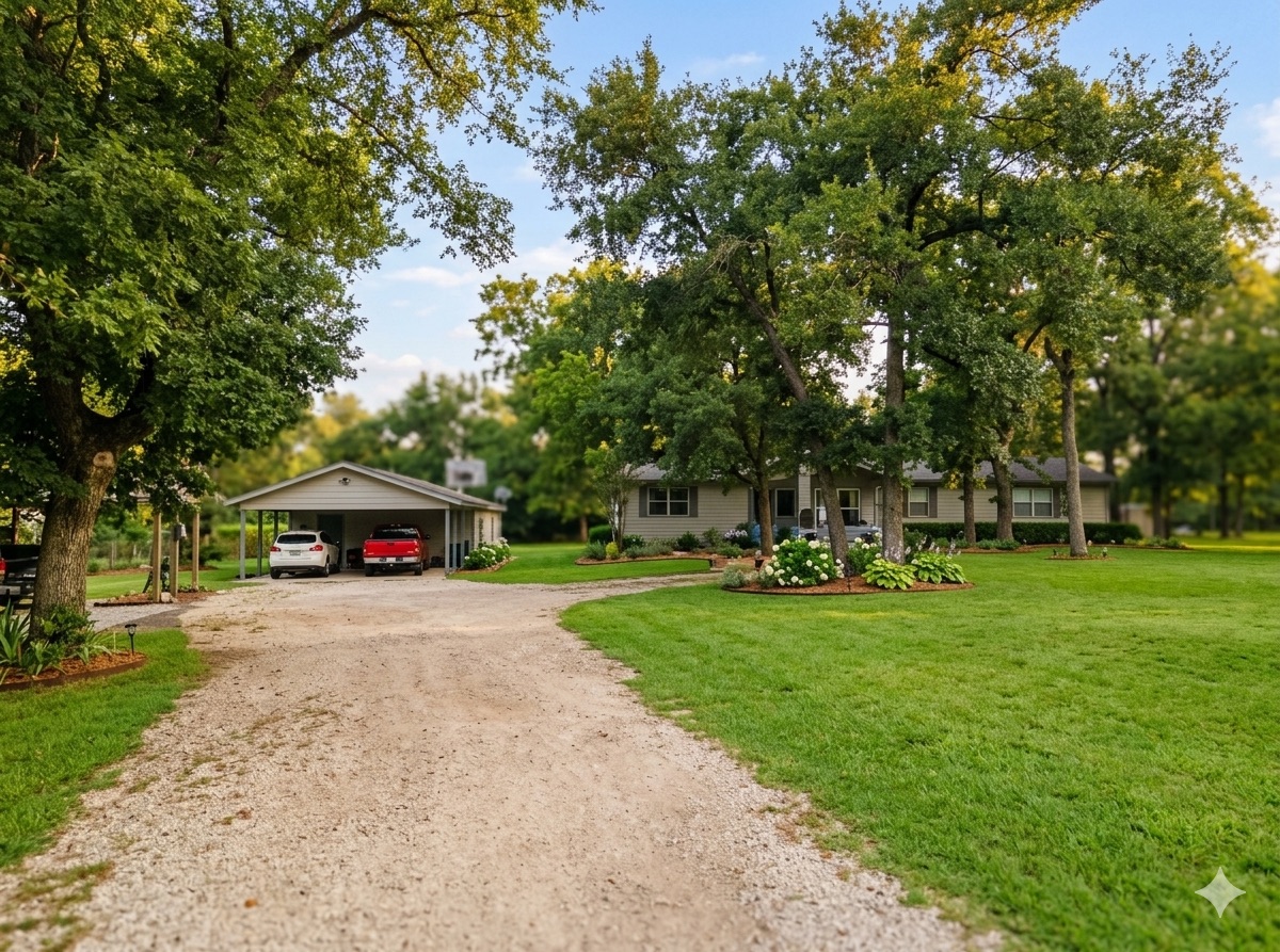 19925 Blake Manor Road Manor, TX 78653 - Photo 13 of 14 View of front of property featuring a front yard, dirt driveway, and a carport