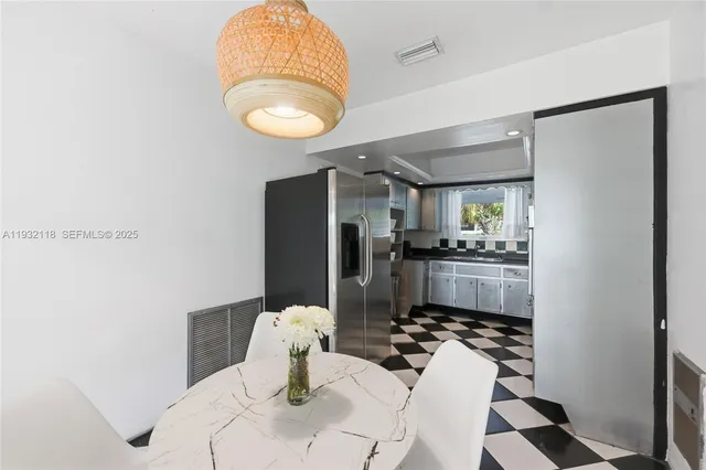 a kitchen with stainless steel appliances a refrigerator and a sink