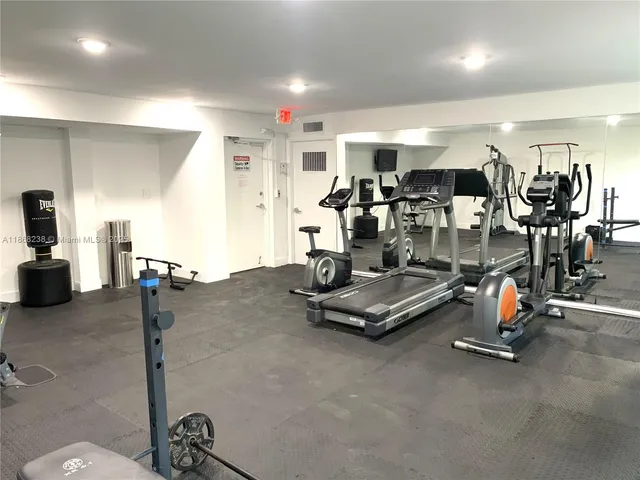 a view of a room with gym equipment